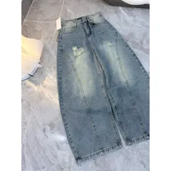 Quần jean dài - Quần jean tone xanh wash rách xước hiện đại, thời thượng form ống bi hack dáng viền cong cá tính MJNU28