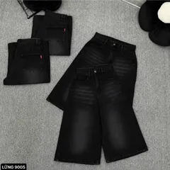 Quần Jean đùi - Quần Ngố nữ chất Jean / Denim đen wash khói bạc bụi, rách xước thời trang phong cách trẻ , cá tính JLC23