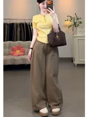 Quần jean dài - Quần dài 95CM chất KAKI form bí Ống Retro hàn quốc cá tính, thời trang  đi chơi, cafe phối đồ xinh