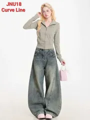 Quần jean dài - Quần Jean wash bụi form bí Ống dài 98 cm Retro hàn quốc cá tính, thời trang năng động đi chơi, cafe