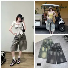 Quần jean đùi - Quần jean ngố cá tính, năng động phong cách đường phố, retro, quần ngố wash xước vệt sơn đen độc lạ LC29
