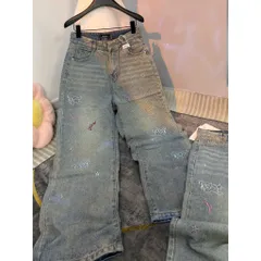 Quần jean dài - Quần jean/denim ống suông dài 102cm họa tiết thêu bé cún iu,phong cách retro, hàn quốc, năng động 26NU