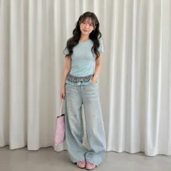 Quần jean dài - Quần jean/denim ống suông dài 102cm họa tiết thêu bé cún iu,phong cách retro, hàn quốc, năng động 26NU
