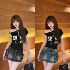 Quần Jean đùi - Chân váy jean nữ chất Jean / Denim wash dáng ngắn túi hộp phong cách retro, hàn quốc 2 màu tôn dáng