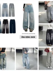 Quần jean dài - Quần jean/denim ống rộng 28 cm tôn dáng nhiều màu phong cách retro, hàn quốc, cá tính, năng động cafe