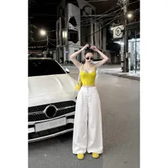 Quần jean dài - Quần jean nữ basic ống suông màu trắng thời trang phong cách tối giản dễ phối nhiều outfitn xinh - MLC24