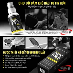 Chai Xịt Khô Tay Hesacore Dry Grip Spray 50ml – Tăng Độ Bám Tay, Chống Trơn Trượt Khi Chơi Pickleball Tennis Cầu Lông