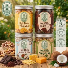 HẠT ĐIỀU CAO CẤP (Hàng Xuất khẩu) Phomai,Chocolate,Cốt dừa,Ng Vị) Rang thơm giòn rụm, hỗ trợ ăn kiêng - Hộp tròn 250 gam