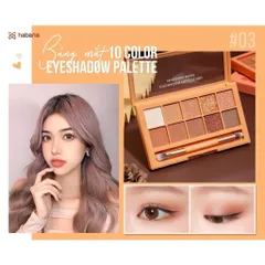 Bảng Phấn Mắt 10 Ô Habaria Colors Eyeshadow Palette Có Kèm Chổi, Tone Màu Trendy - Tone màu 03
