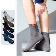 Combo 5 đôi tất nam cổ cao thể thao Hàn Quốc vớ nam cao cấp co giãn 4 chiều