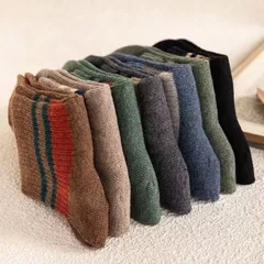 Set 5 đôi tất vớ nam cổ trung sọc ngang nhiều màu sắc, chất liệu cotton khử mùi thoáng khí