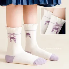 Set 5 đôi tất cao cổ trẻ em Cotton Korean Girls sợi bông mềm mại