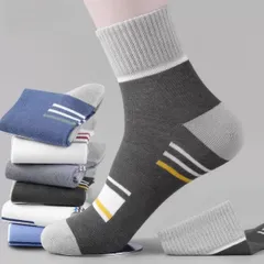 Combo 5 đôi tất cổ trung nam Tất chất liệu cotton dệt kín mỏng mịn thoáng chân