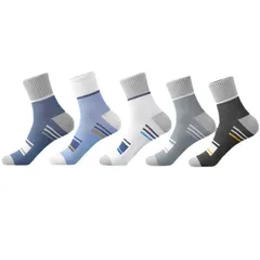 Combo 5 đôi tất cổ trung nam Tất chất liệu cotton dệt kín mỏng mịn thoáng chân