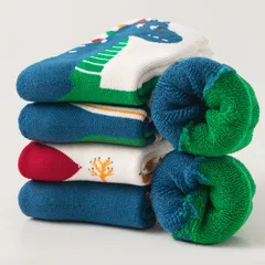 [Sịn dày ấm] Sét 5 đôi vớ Cotton co giãn họa tiết Khủng Long thời trang cho Bé Trai Và Gái