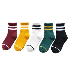 Set 5 đôi tất trẻ em cotton kẻ sọc bé trai, gái sợi bông mềm mại thoáng khí khử mùi
