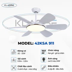 Quạt trần đèn 6 cánh Klasse 42KSA 911