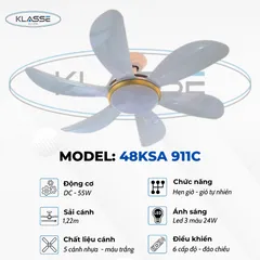 Quạt trần đèn 6 cánh Klasse 48KSA 911C