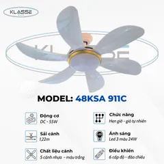 Quạt trần đèn 6 cánh Klasse 48KSA 911C