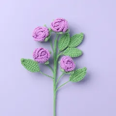 Cành hoa hồng ghép 4 bông hoa len handmade siêu xinh