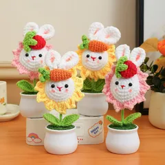 Chậu hoa len đầu thú dùng trang trí bàn việc, làm quà tặng