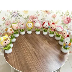 Chậu hoa len đầu thú dùng trang trí bàn việc, làm quà tặng