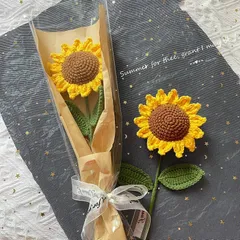 Bó hoa hướng dương len 1 bông + túi kiếng làm quà tặng