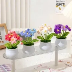 Chậu hoa lưu ly len trang trí bàn làm việc, làm quà tặng