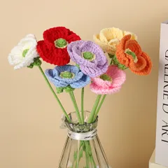 Hoa anh túc len handmade Hoa len trang trí, quà tặng ý nghĩa