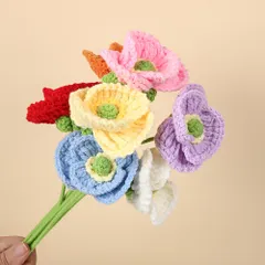 Hoa anh túc len handmade Hoa len trang trí, quà tặng ý nghĩa