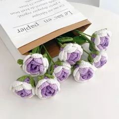 Hoa hồng len dùng trang trí bàn làm việc, làm quà tặng