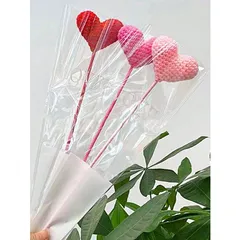 Bó hoa trái tim len 1 bông - Hoa Len Handmade Dễ Thương, Quà Tặng Valentine/Sinh Nhật