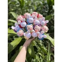 cành hoa đầu thú len dùng trang trí bàn làm việc, làm quà tặng