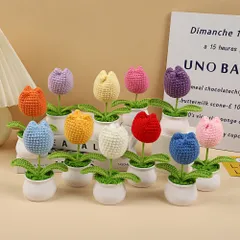 Chậu hoa tulip len dùng trang trí bàn làm việc, làm quà tặng 815984