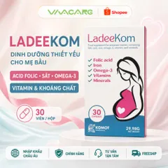 Vitamin Bầu LadeeKom Chính Hãng Tây Ban Nha, Bổ Sung Acid Folic Sắt Omega-3, Hộp 30 Viên
