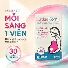Vitamin Bầu LadeeKom Chính Hãng Tây Ban Nha, Bổ Sung Acid Folic Sắt Omega-3, Hộp 30 Viên