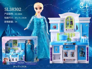 Đồ chơi nhà bếp Funny Kitchen Set kèm búp bê công chúa Elsa Frozen 8804 có hiệu ứng đèn và âm thanh