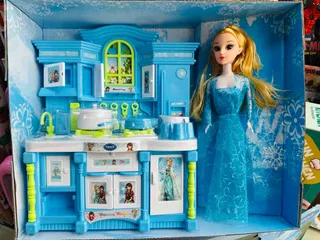 Đồ chơi nhà bếp Funny Kitchen Set kèm búp bê công chúa Elsa Frozen 8804 có hiệu ứng đèn và âm thanh