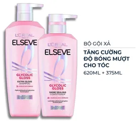 ✨ Bộ dầu gội xả L'Oreal Paris Elseve Glycolic Gloss dưỡng tóc bóng mượt 620ml + 375ml Chính hãng