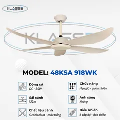 Quạt trần không đèn Klasse 48KSA 918WK Đức