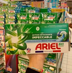 Viên giặt xả Ariel Pháp 4in1 giặt, xả và làm sạch lồng giặt