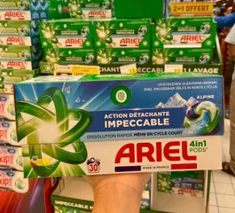 Viên giặt xả Ariel Pháp 4in1 giặt, xả và làm sạch lồng giặt