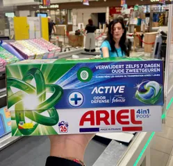 Viên giặt xả Ariel Pháp 4in1 giặt, xả và làm sạch lồng giặt