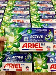 Viên giặt xả Ariel Pháp 4in1 giặt, xả và làm sạch lồng giặt