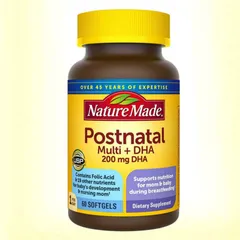 Viên uống Nature Made Postnatal Multi + DHA 200 mg DHA |60 viên| Hỗ trợ chuyên biệt dành cho phụ nữ sau sinh & đang cho con bú [SP Chuẩn Mỹ không tem]