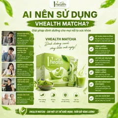Thực phẩm dinh dưỡng VHEALTH vị trà xanh matcha 20 gói giàu chất xơ vitamin chính hãng