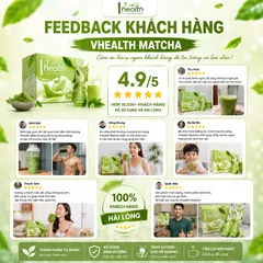 Thực phẩm dinh dưỡng VHEALTH vị trà xanh matcha 20 gói giàu chất xơ vitamin chính hãng