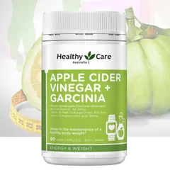 Viên uống Healthy Care Apple Cider Vinegar + Garcinia |90 viên| Hỗ trợ kiểm soát cân nặng/Giảm mỡ thừa & Thúc đẩy chuyển hóa năng lượng [S/P nội địa Úc không tem]