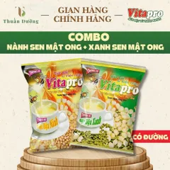 Combo Bột Đậu Nành Hạt Sen Mật Ong & Đậu Xanh Hạt Sen Mật Ong Vitapro - Bồi Bổ Cơ Thể, Giúp Ngủ Ngon & Dễ Tiêu Hóa