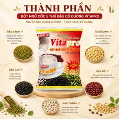 Bột Ngũ Cốc 5 Thứ Đậu Vitapro - Có Đường - Dạng thùng - 20 bịch - 1 bịch 10 gói nhỏ - Chính hãng